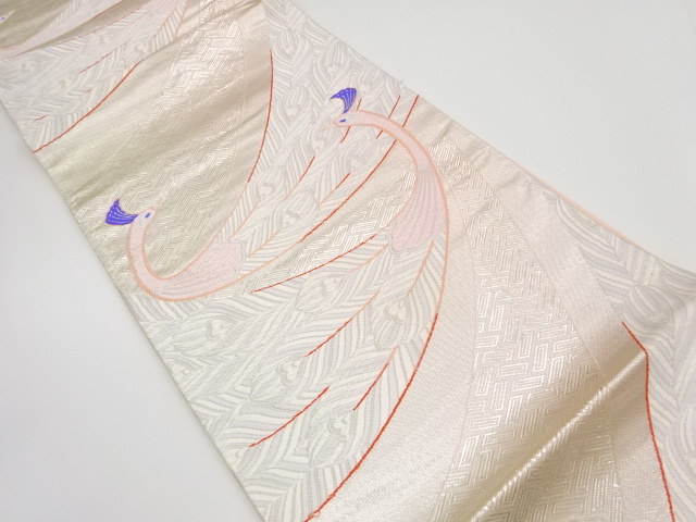 JAPANESE FUKURO OBI / WOVEN PEACOCK